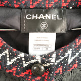 Chanel Zigzag Tweed Lace Panel Collarless Jacket Size 38
