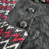 Chanel Zigzag Tweed Lace Panel Collarless Jacket Size 38