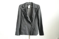 Vintage Chanel Black Wool Blend Camellia Flower Pin Blazer Jacket Size 36