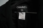 Vintage Chanel Black Wool Blend Camellia Flower Pin Blazer Jacket Size 36