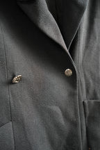 Vintage Chanel Black Wool Blend Camellia Flower Pin Blazer Jacket Size 36