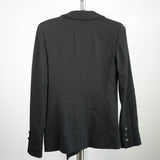Vintage Chanel Black Wool Blend Camellia Flower Pin Blazer Jacket Size 36