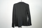 Vintage Chanel Black Wool Blend Camellia Flower Pin Blazer Jacket Size 36