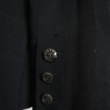 Vintage Chanel Black Wool Blend Camellia Flower Pin Blazer Jacket Size 36