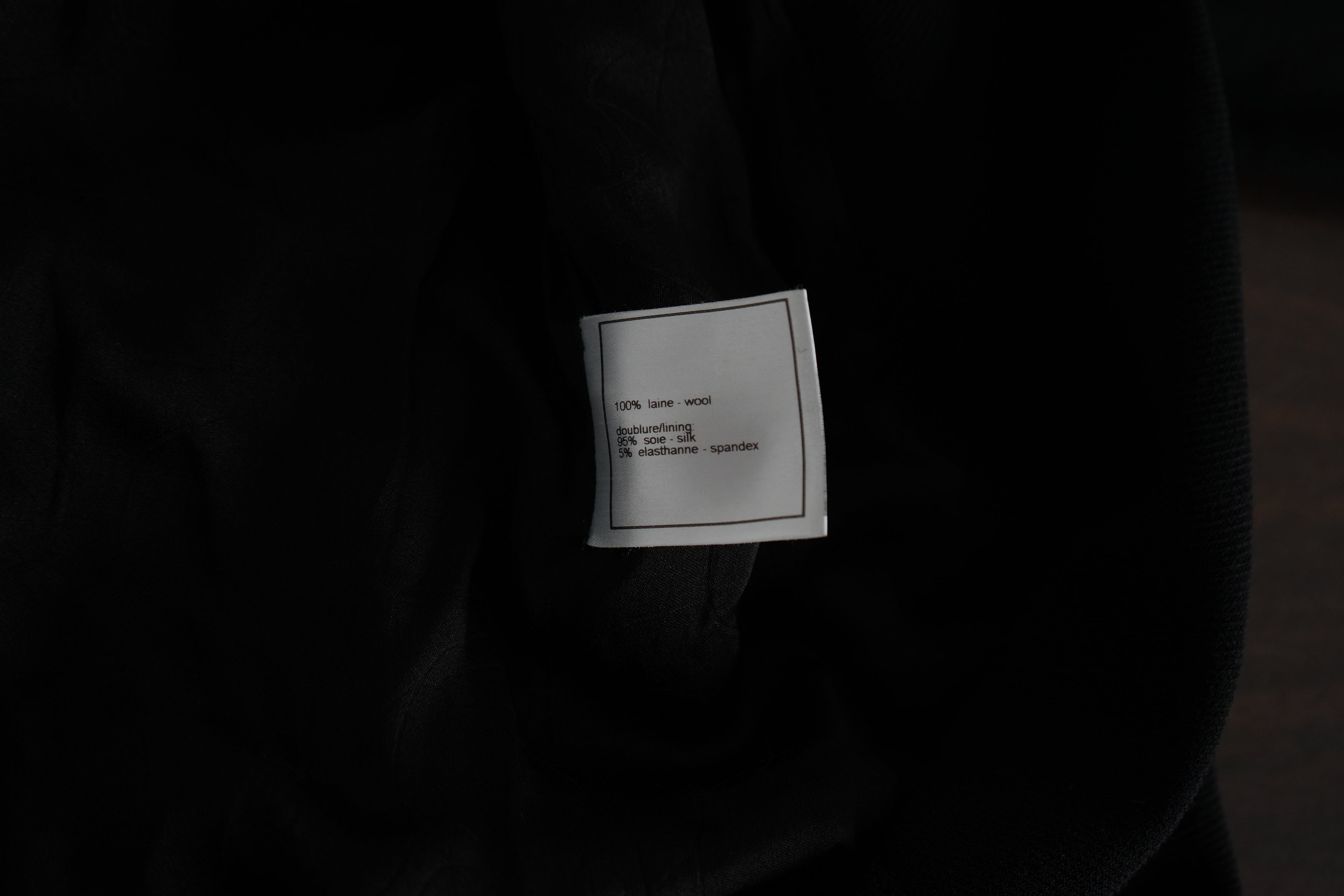 Vintage Chanel Black Wool Blend Camellia Flower Pin Blazer Jacket Size 36