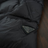 Prada Down Snap Hooded Puffer Jacket Black Size 10