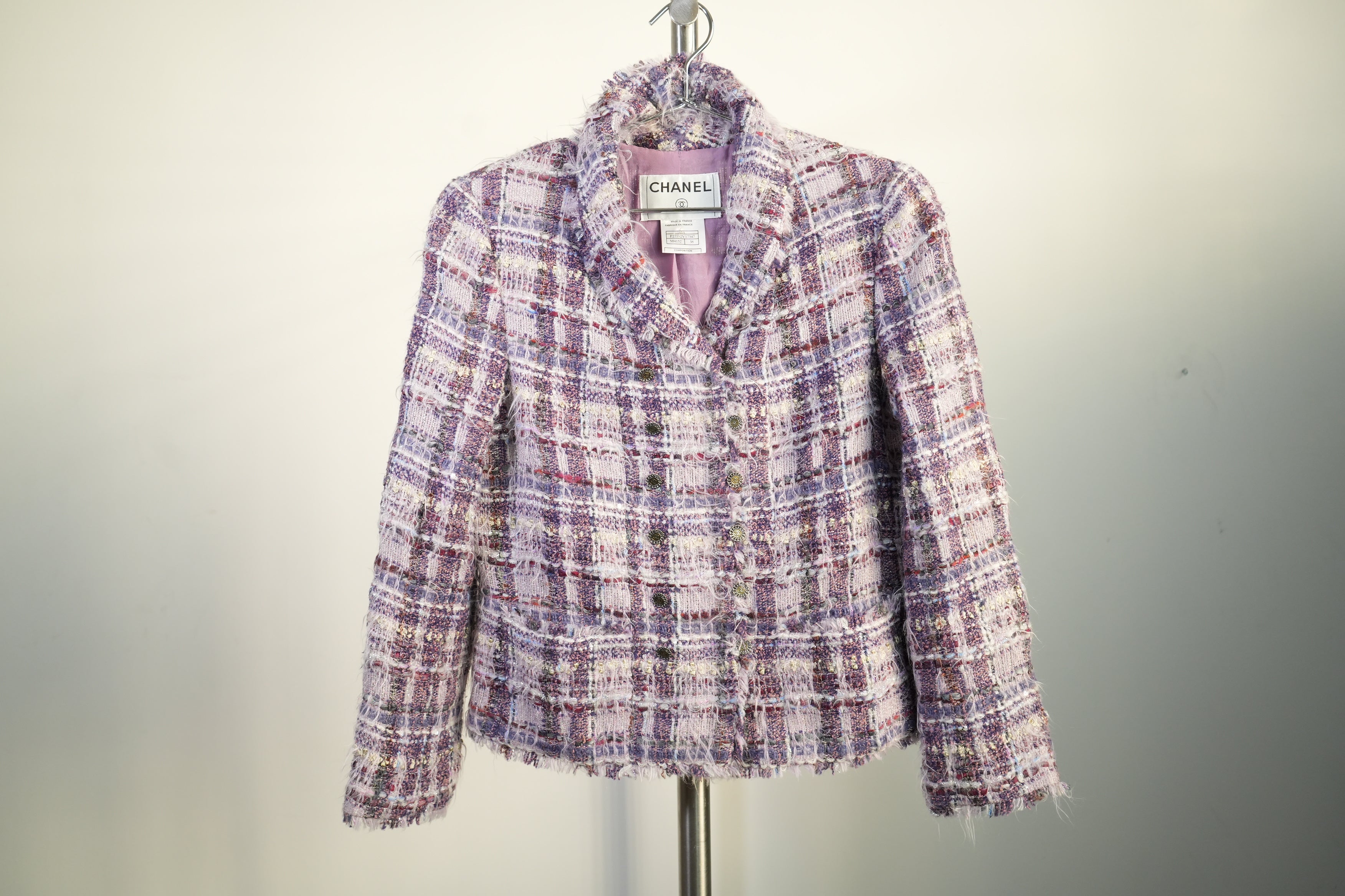 Vintage Chanel Lesage Tweed Button Front Blazer Size 38