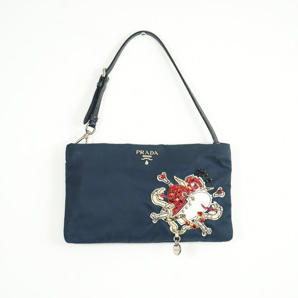 Prada Navy Blue Tessuto Tattoo Pochette Shoulder Bag