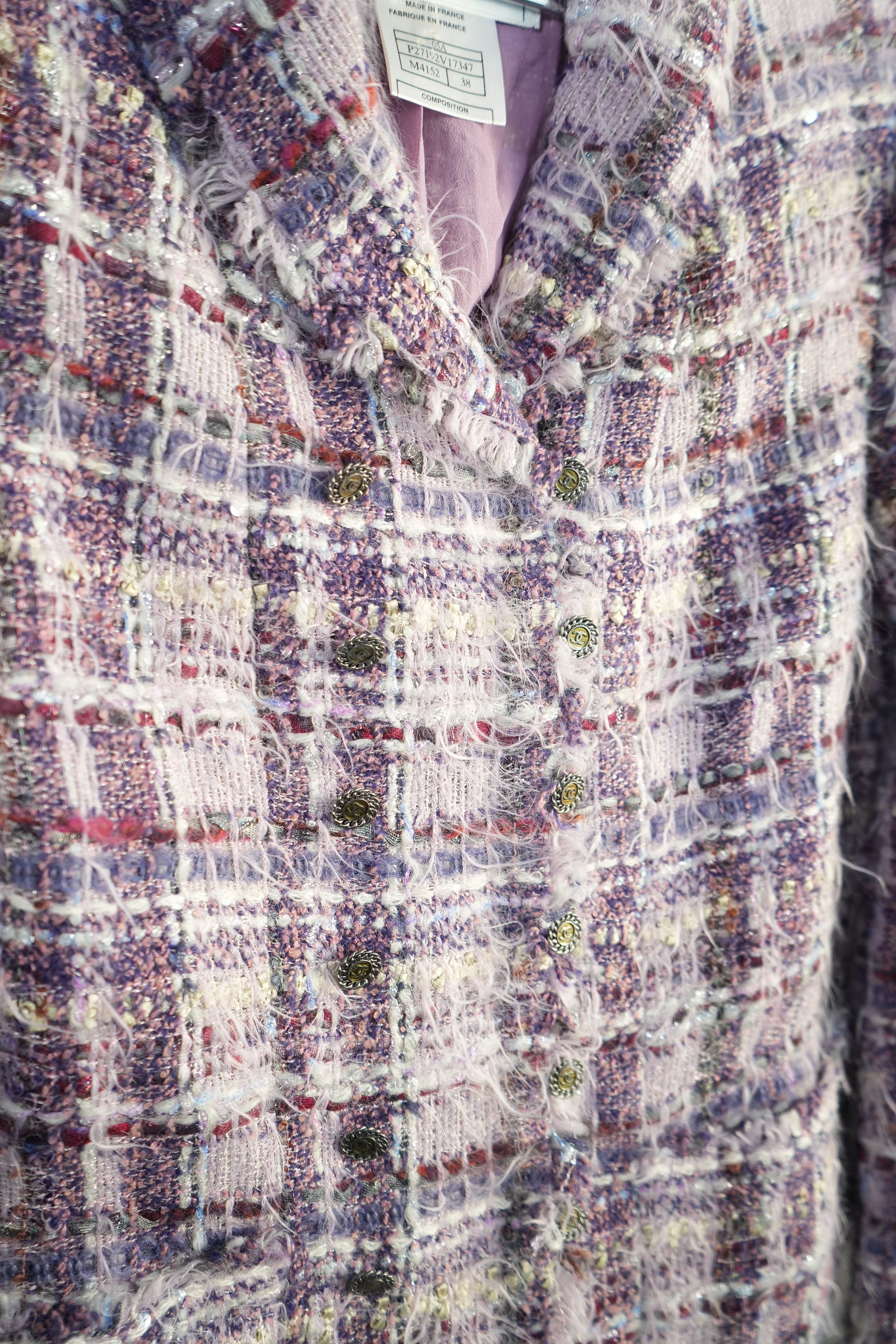 Vintage Chanel Lesage Tweed Button Front Blazer Size 38