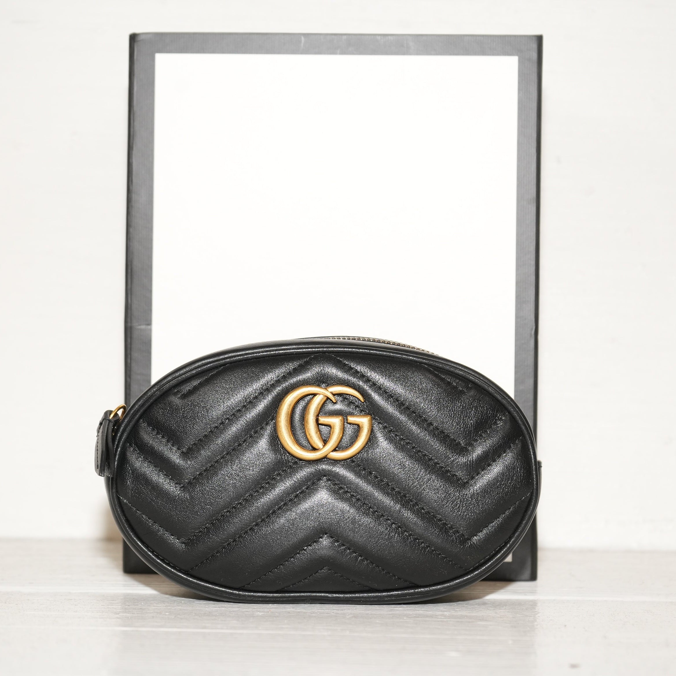 Gucci Black GG Marmont Matlasse Crossbody Bag W/Dust Bag