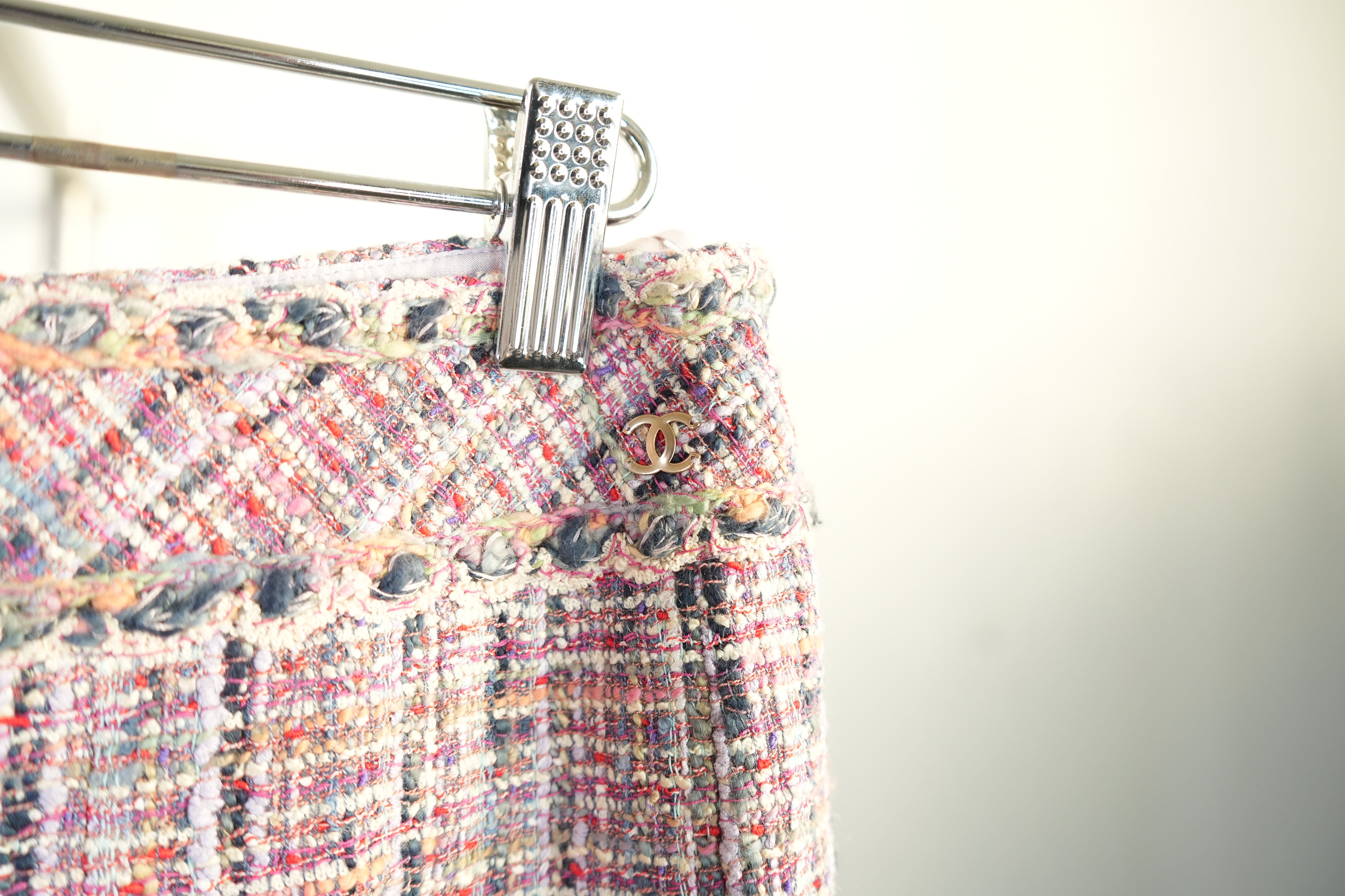 Vintage Chanel A-Line Tweed Skirt Multicolor