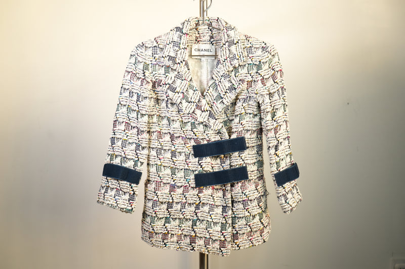 Chanel Multicolor Tweed Velco Straps Jacket Size 34