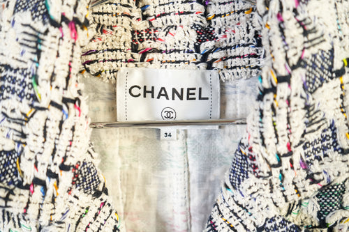 Chanel Multicolor Tweed Velco Straps Jacket Size 34