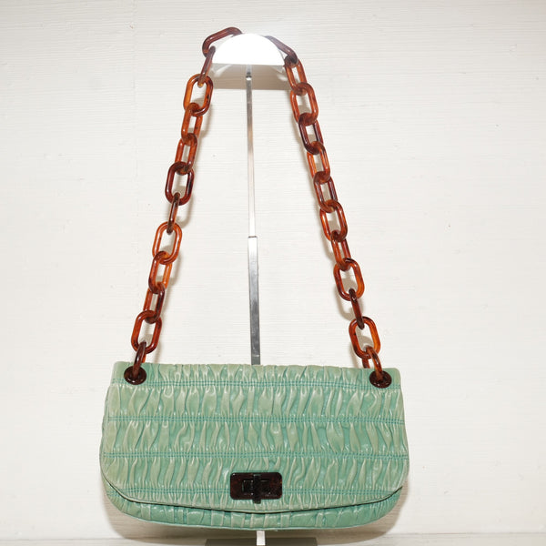 SF EXCLUSIVES: Prada Opaline Nappa Gaufre Leather Flap Shoulder Bag