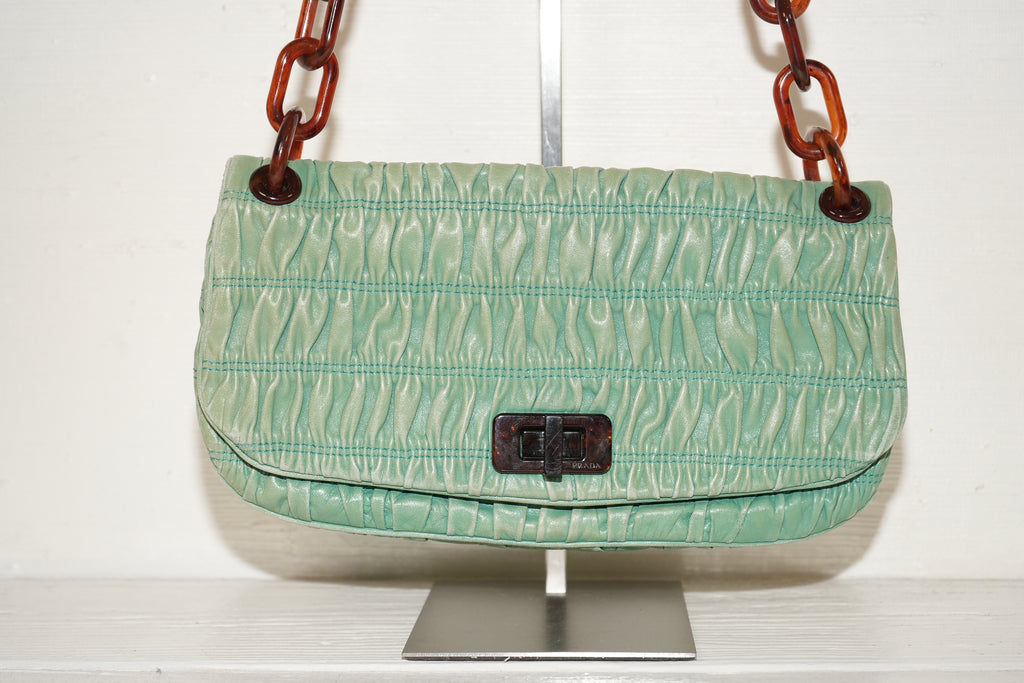 SF EXCLUSIVES: Prada Opaline Nappa Gaufre Leather Flap Shoulder Bag