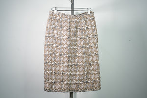 Vintage Chanel Fantasy Tweed A-Line Skirt Beige Cream Size 38