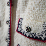 Chanel Wool Blend Bouclé Tweed Jacket Off-White Size 38 Full Set