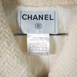 Chanel Wool Blend Bouclé Tweed Jacket Off-White Size 38 Full Set