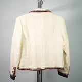 Chanel Wool Blend Bouclé Tweed Jacket Off-White Size 38 Full Set