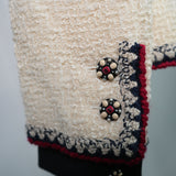Chanel Wool Blend Bouclé Tweed Jacket Off-White Size 38 Full Set