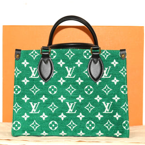 SF EXCLUSIVE: Louis Vuitton OnTheGo PM in Green Monogram Jacquard Velvet Bag