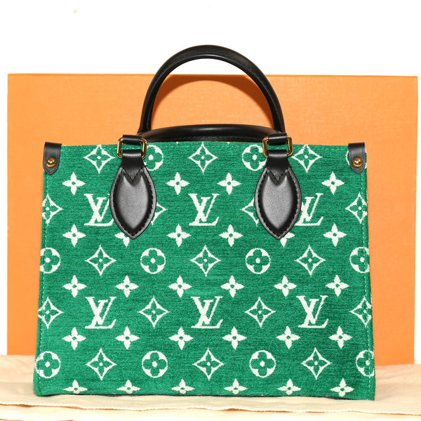 SF EXCLUSIVE: Louis Vuitton OnTheGo PM in Green Monogram Jacquard Velvet Bag