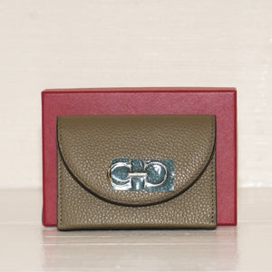 SF EXCLUSIVE: Salvatore Ferragamo Gancini Pebbled Leather Card Case Wallet