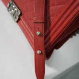 Chanel Boy Quilted Caviar Leather Flap Bag Red