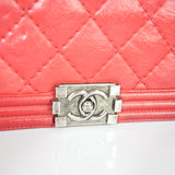 Chanel Boy Caviar Leather Quilted Flap Shoulder Bag Red