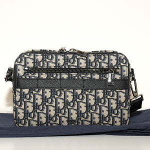 SF EXCLUSIVE: Dior Safari Bag with Strap Beige and Black Oblique Jacquard