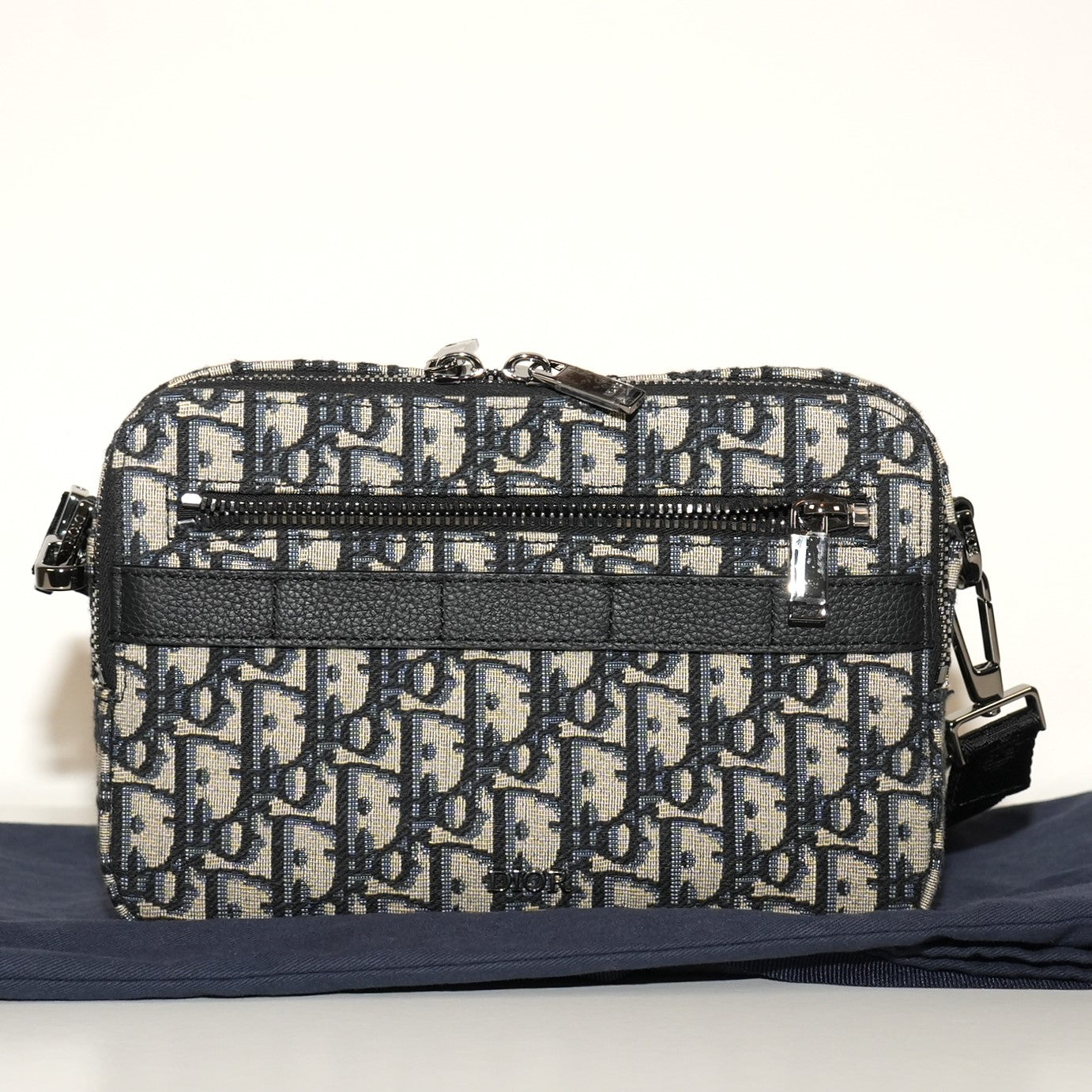 SF EXCLUSIVE: Dior Safari Bag with Strap Beige and Black Oblique Jacquard