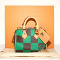 SF EXCLUSIVE: Louis Vuitton Green Damier Canvas Speedy 18 Bandouliere