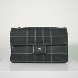 Chanel Chocolate Bar Flap Shoulder Bag Black