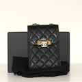 SF EXCLUSIVE: Chanel Quilted Caviar Phone Holder with Chain Black Gold-Tone CC Turnlock