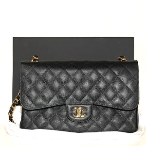 SF EXCLUSIVE: Chanel Classic Double Flap Medium Caviar Leather Shoulder Bag – Full Set (Box & Dust Bag)