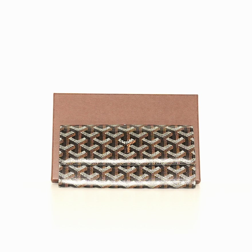 SF EXCLUSIVE: Goyard Richelieu Long Wallet Black and Brown Goyardine Canvas