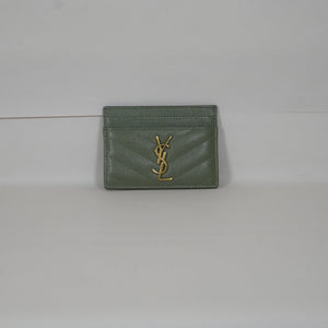 SF EXCLUSIVE: Saint Laurent Grain de Poudre Matelassé Chevron Monogram Credit Card Case