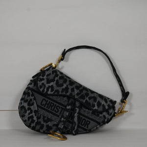 SF EXCLUSIVE: Christian Dior Leopard Mizza Embroidered Canvas Saddle Bag