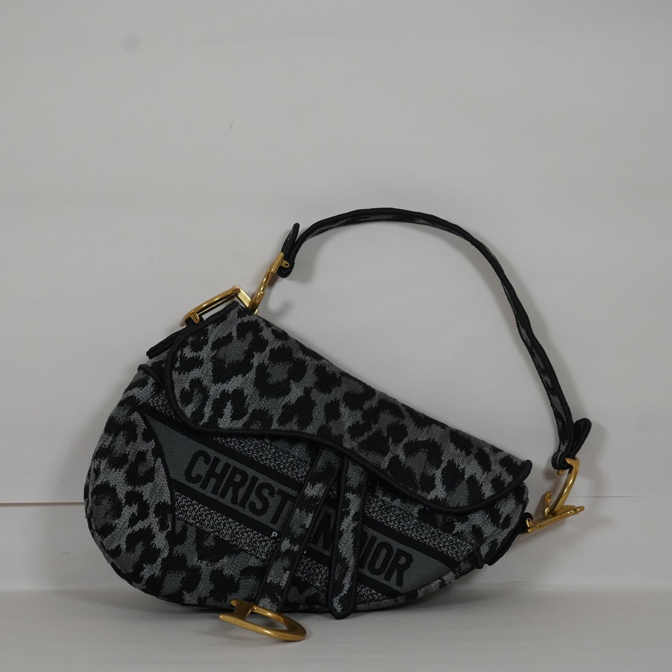 SF EXCLUSIVE: Christian Dior Leopard Mizza Embroidered Canvas Saddle Bag