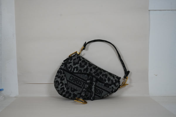 SF EXCLUSIVE: Christian Dior Leopard Mizza Embroidered Canvas Saddle Bag