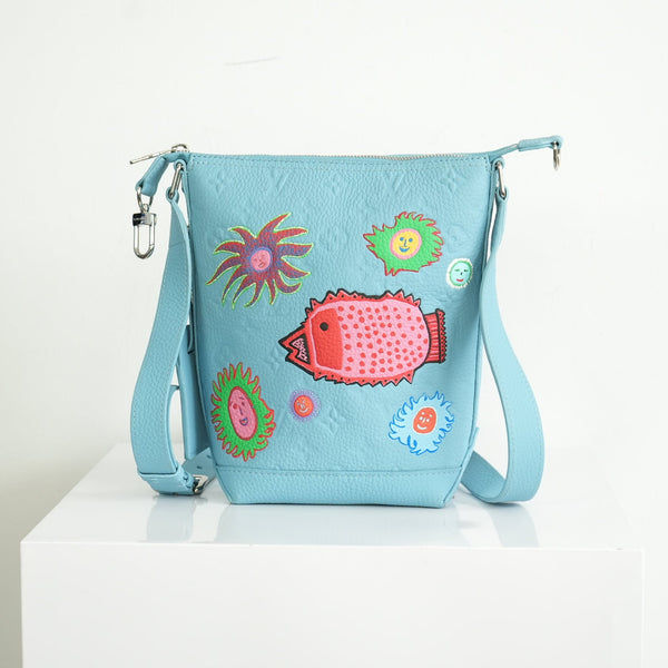 Louis Vuitton x Yayoi Kusama Blue Cruiser Hobo Monogram Taurillon Leather Crossbody