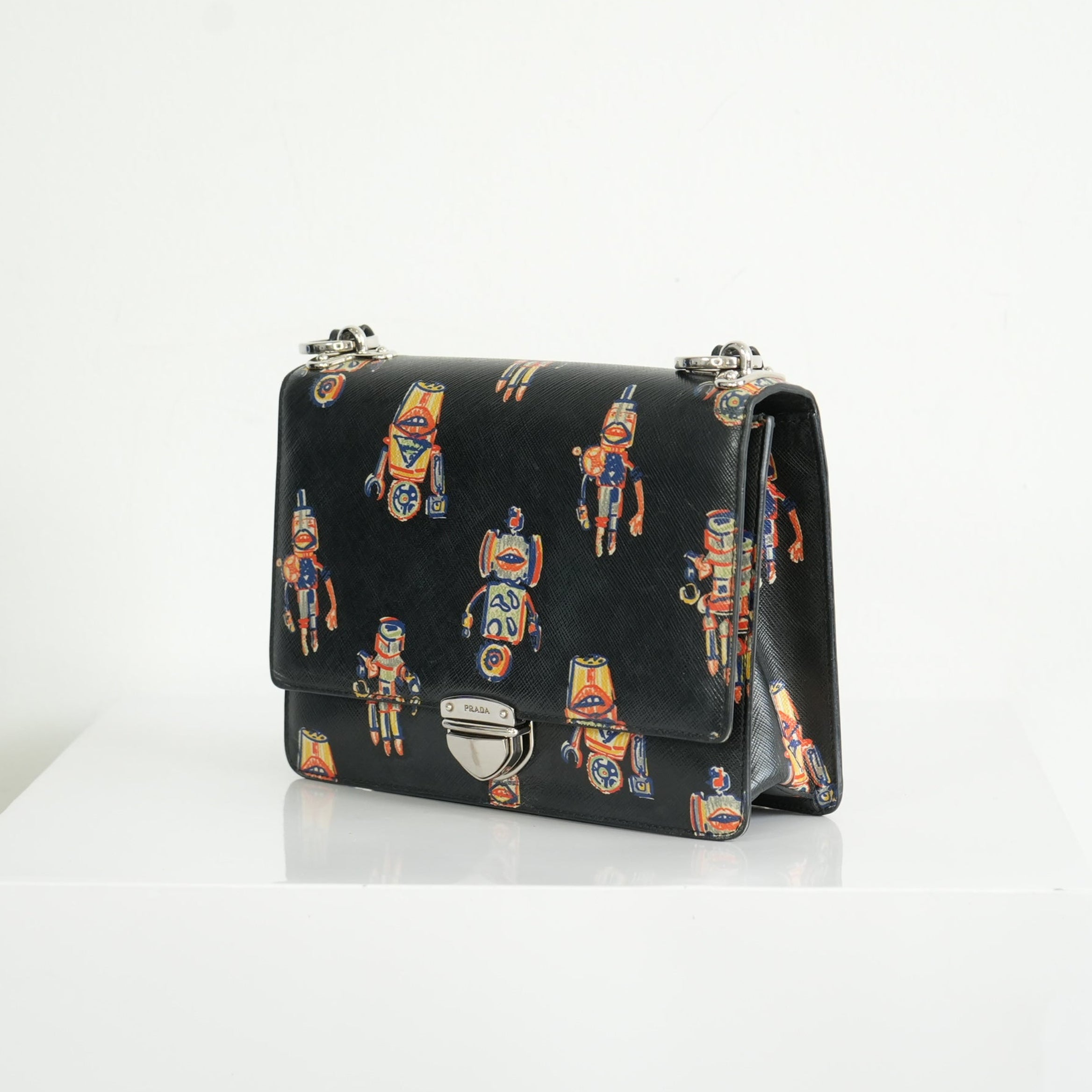 Prada Saffiano Lux Leather Robot Shoulder Bag