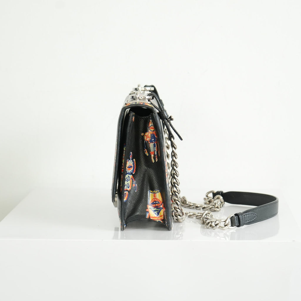 Prada Saffiano Lux Leather Robot Shoulder Bag