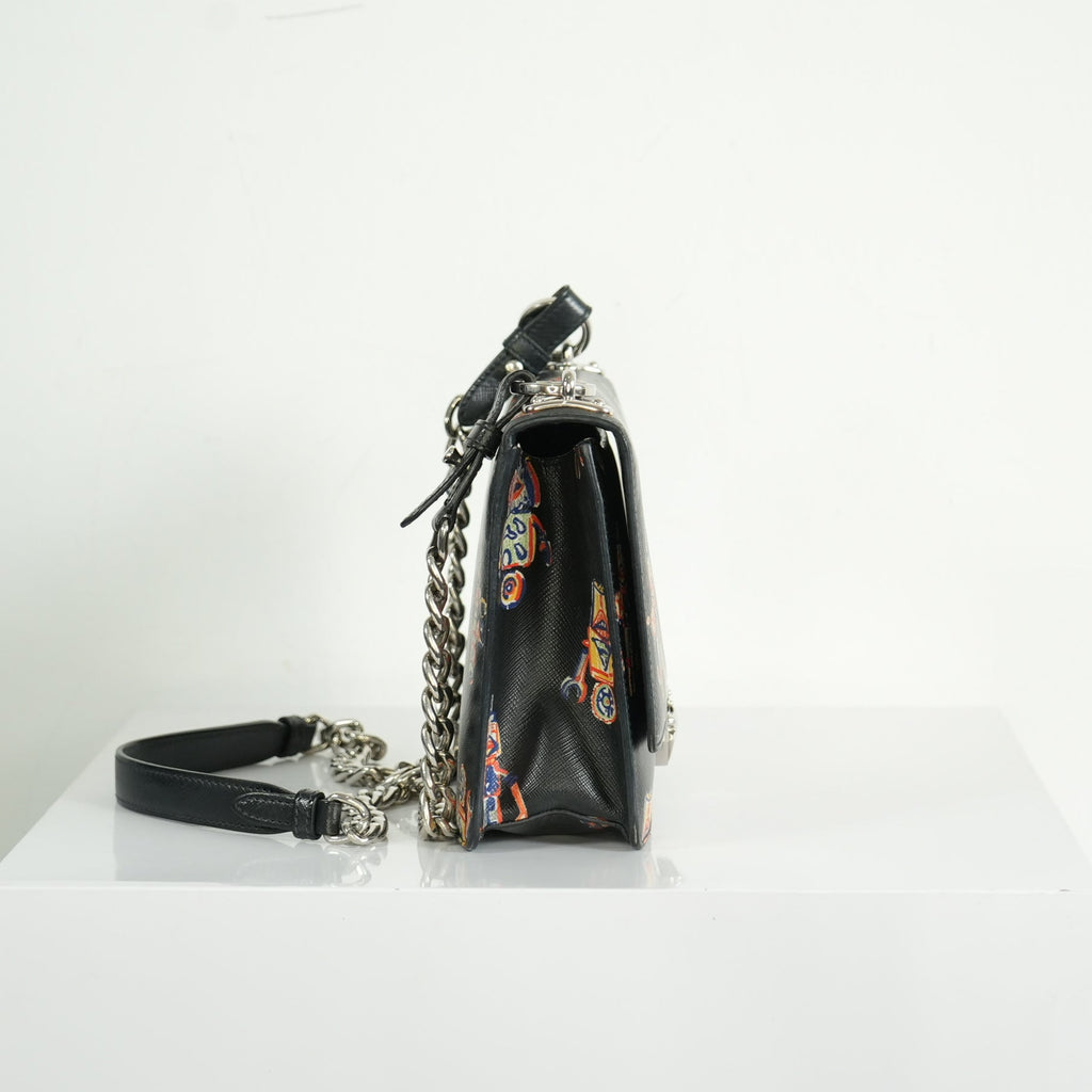 Prada Saffiano Lux Leather Robot Shoulder Bag