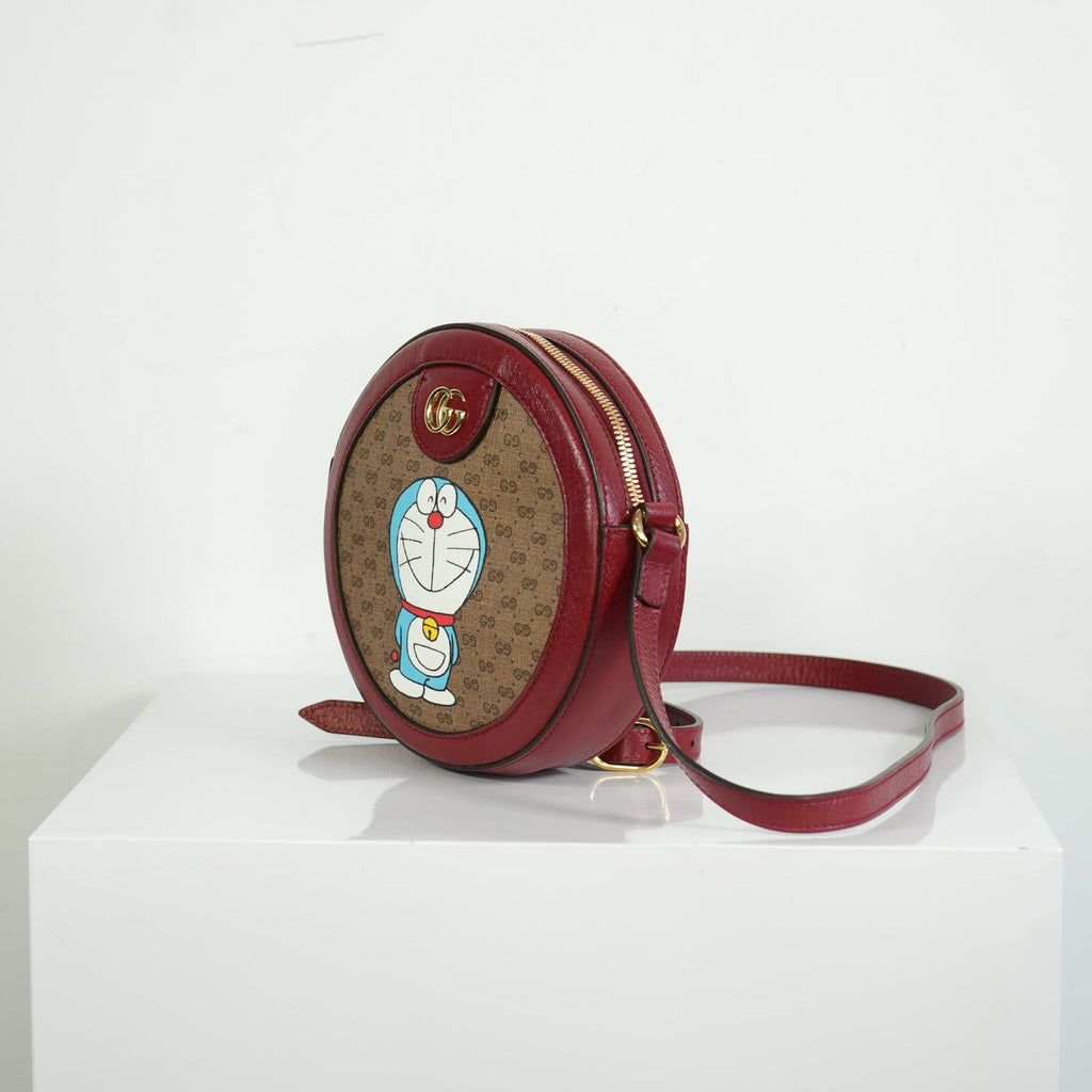 Gucci x Doraemon Mini GG Supreme Round Shoulder Bag