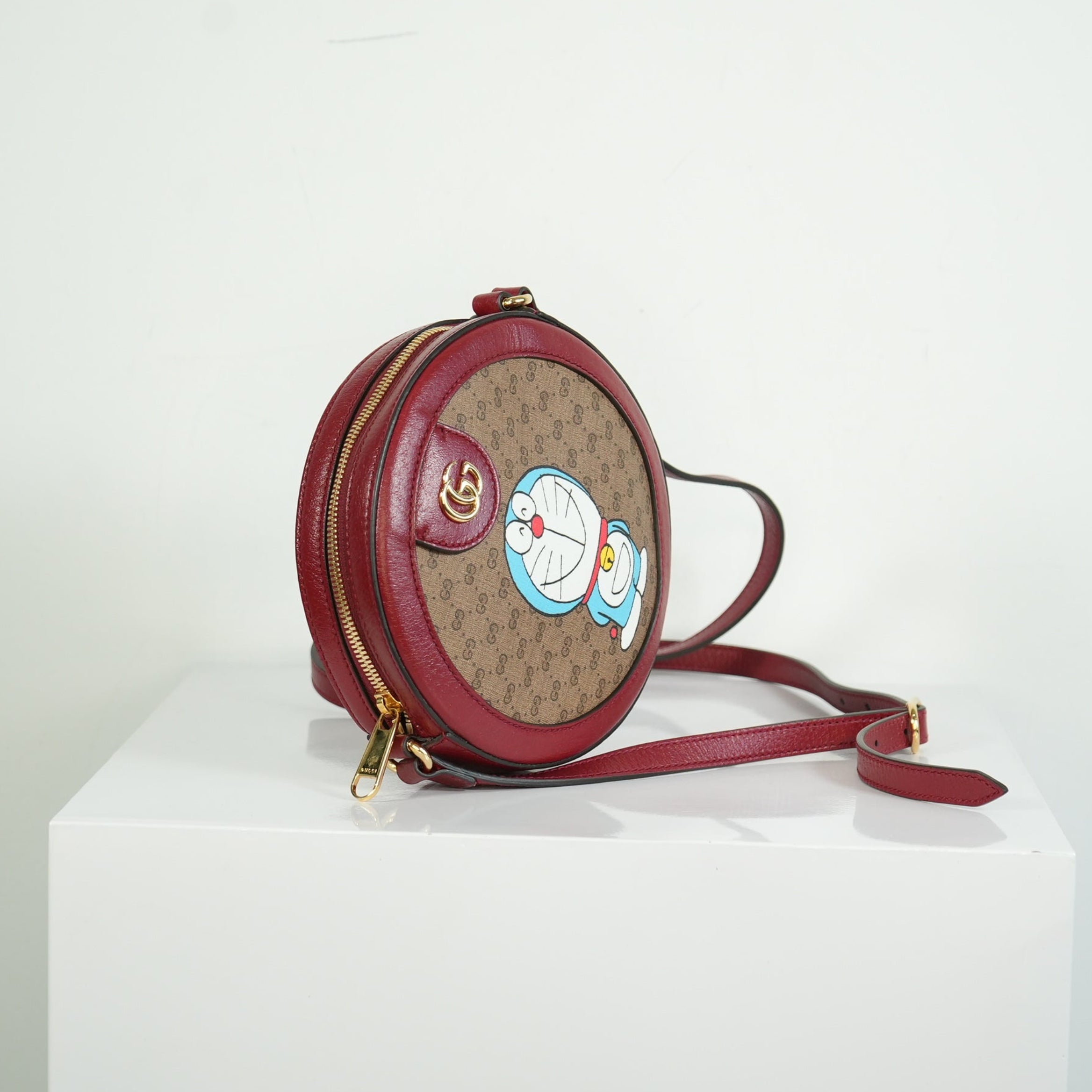 Gucci x Doraemon Mini GG Supreme Round Shoulder Bag