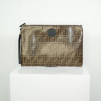 Fendi Zucca Brown Canvas Flat Pouch