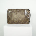 Fendi Zucca Brown Canvas Flat Pouch