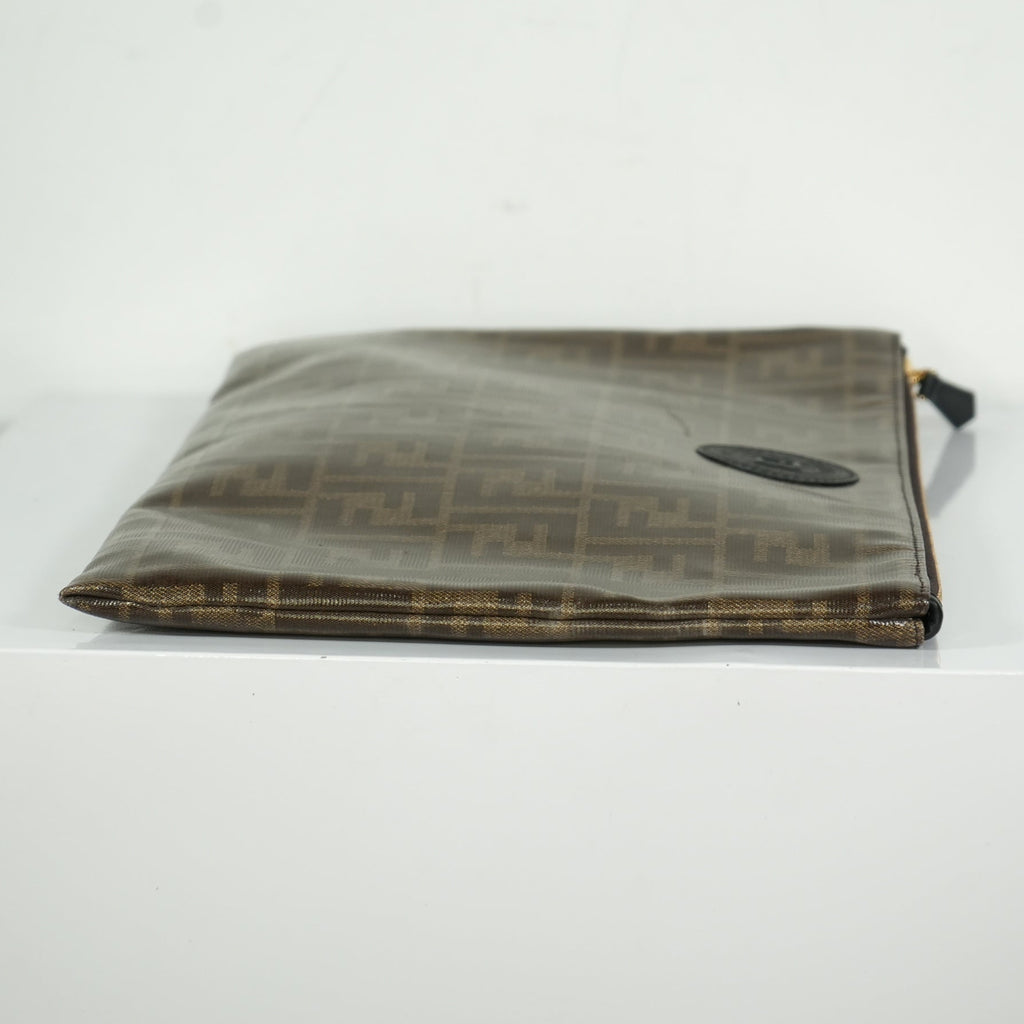 Fendi Zucca Brown Canvas Flat Pouch