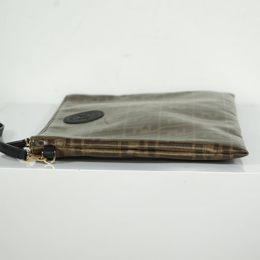 Fendi Zucca Brown Canvas Flat Pouch